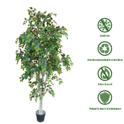 Besting Selling No Nursing Artificial White Birch Bonsai Evergreen With Real Bark For Balcony