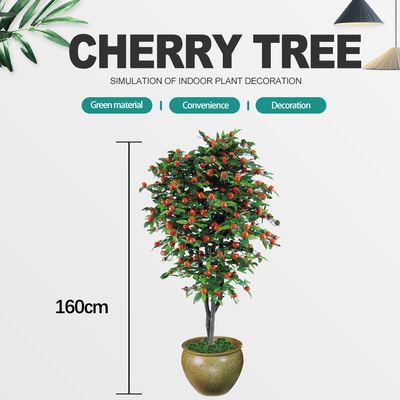 High Simulation Artificial Cherry Tree Red Fruits 160cm Custom Size Indoor Decor