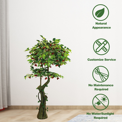 Fabric Material Plastic Artificial Apple Tree Outside Home Decoration