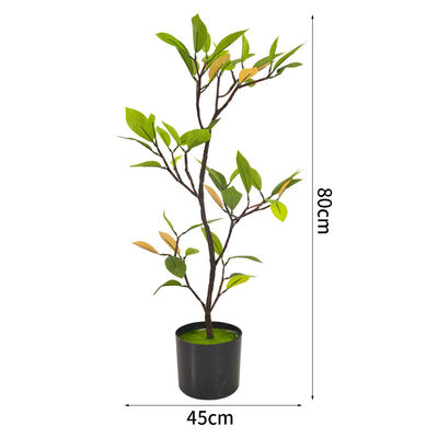80cm Artificial Landscape Trees With Black Pot Preserved Moss Consise Style Green Yellow Leaves