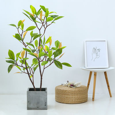 80cm Artificial Landscape Trees With Black Pot Preserved Moss Consise Style Green Yellow Leaves