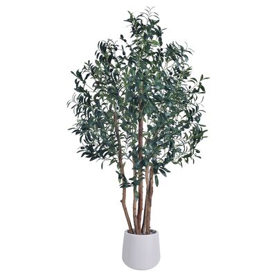 Realistic Artificial Olive Tree with Natural Trunk - 5FT 6FT 7FT, UV Resistant for Luxury Home & Hotel Lobby Decor