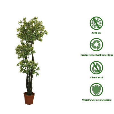Restaurant Balcony Artificial Podocarpus Tree Faux Green Plant 1.6m No Nursing