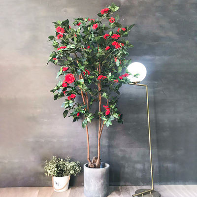 Artificial Camellia Potted Plant No Litght Fresh Leaves Red And Green Mixed Plant Indoor Decor