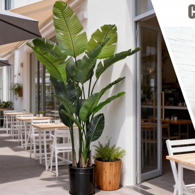 उच्च गुणवत्ता वाले असली स्पर्श वाले पत्ते कृत्रिम पौधा स्ट्रेलेट्ज़िया निकोलाई आग प्रतिरोधी नकली स्वर्ग का पक्षी इनडोर और आउटडोर के लिए